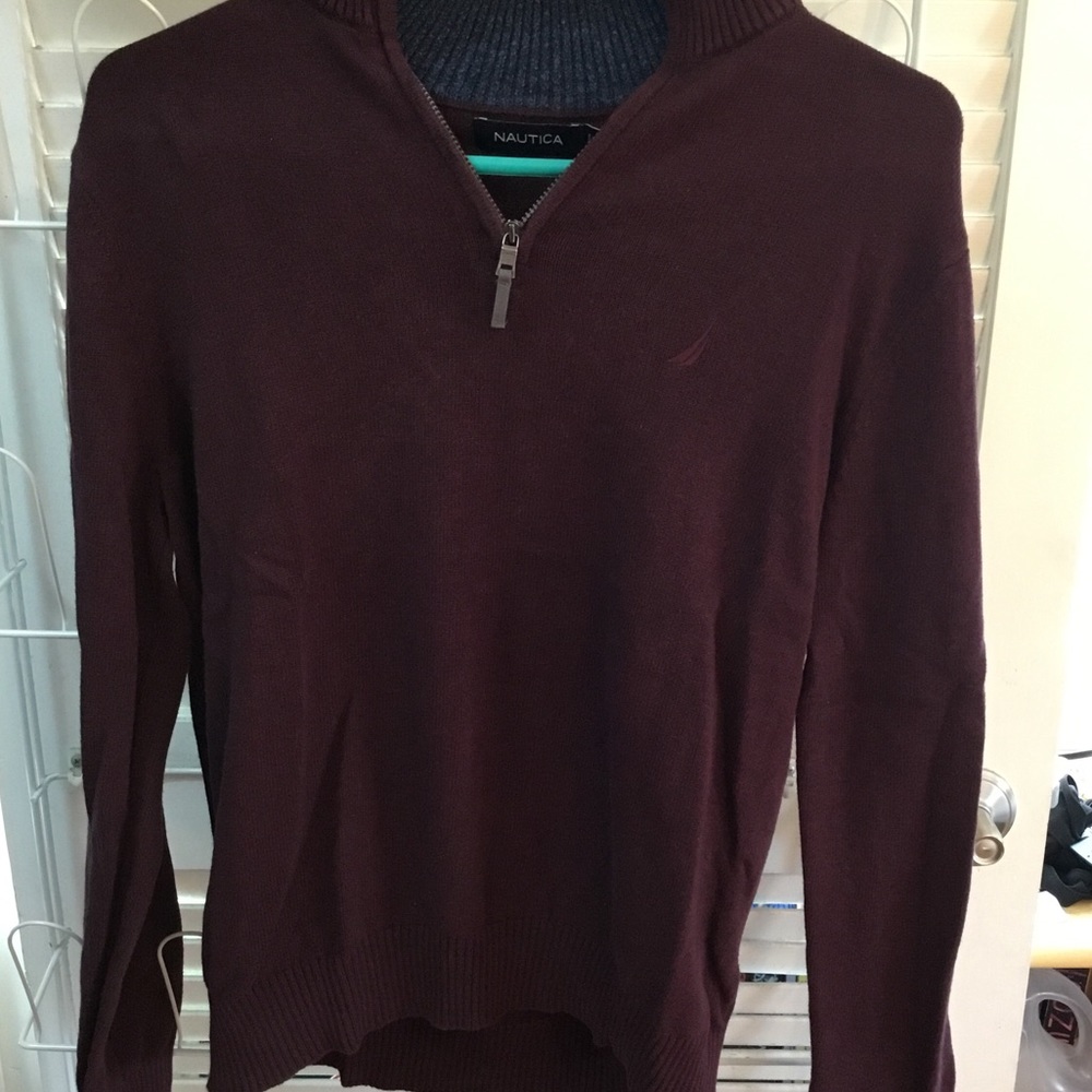 Maroon Nautica Quarter Zip Sweater